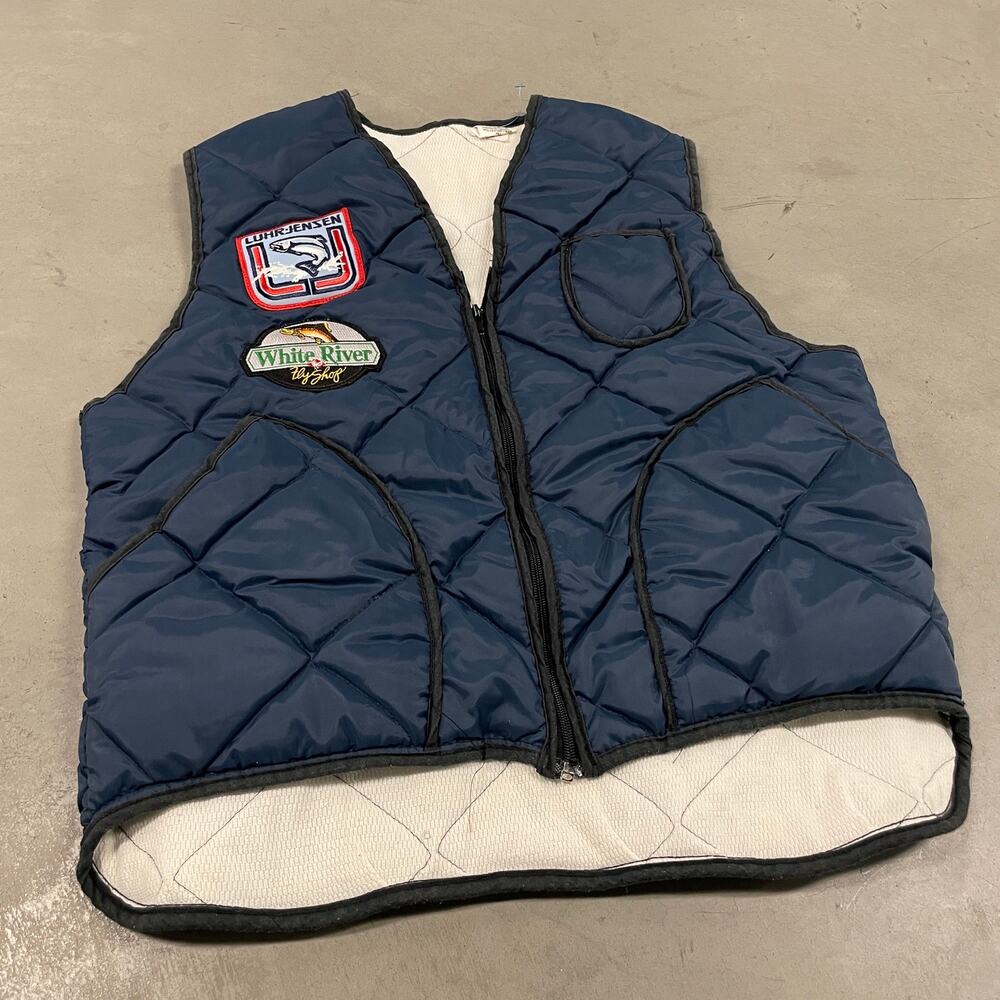 vintage 80s quilted bass pro shop patchwork puffer vest